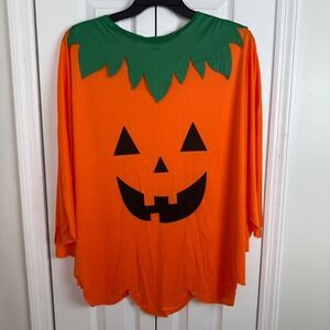 Pumpkin Costume Poncho Halloween Tunic Orange Green One‎ Size Cosplay Adult